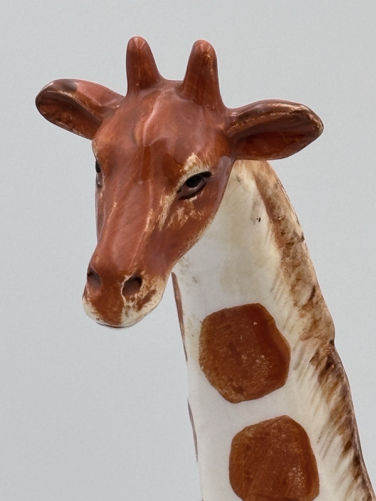 Vintage Japan Ceramic Giraffe Figurine Hand Painted Brown White Mid Century