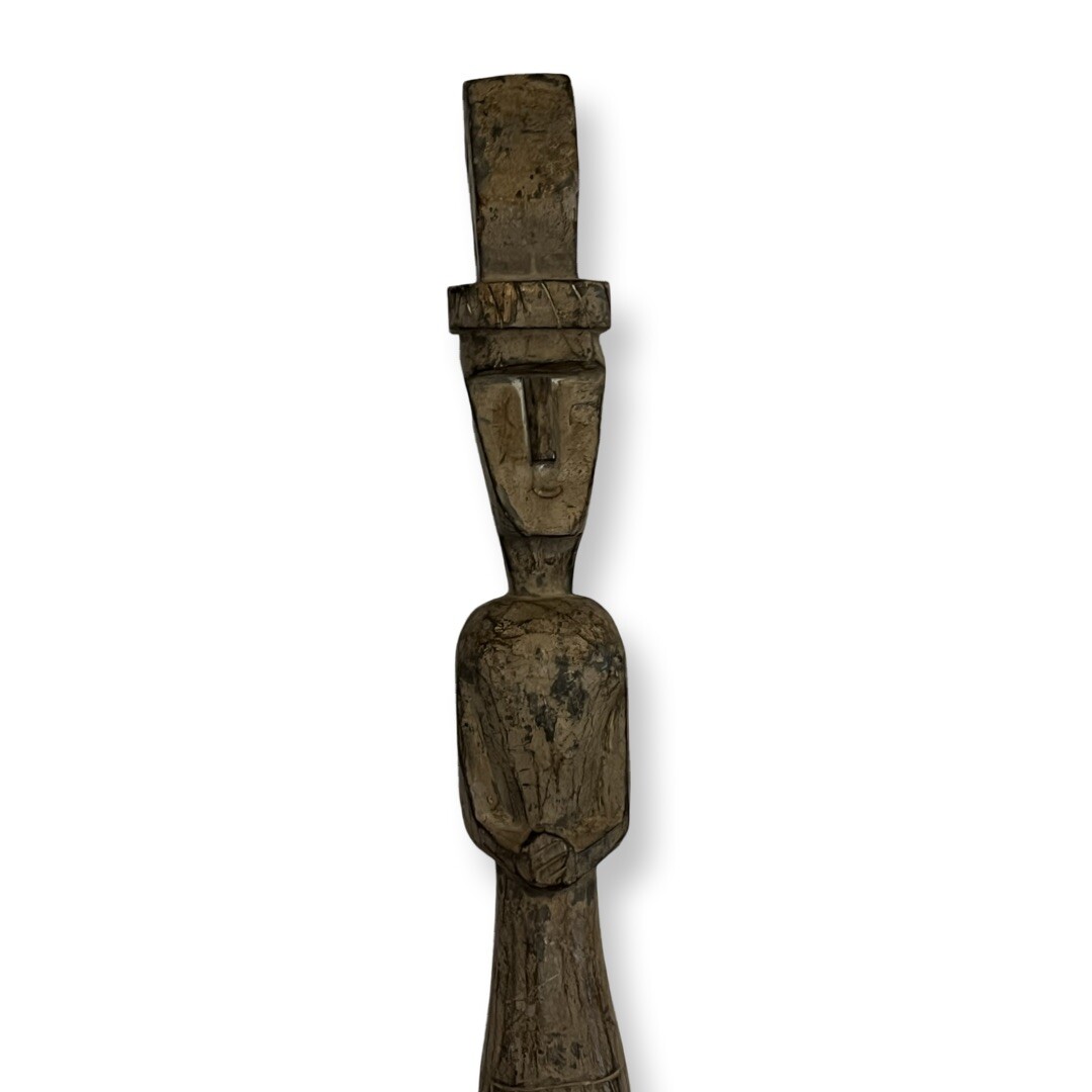 Tall Thin Indonesian Hand Carved Wooden Statue 27in
