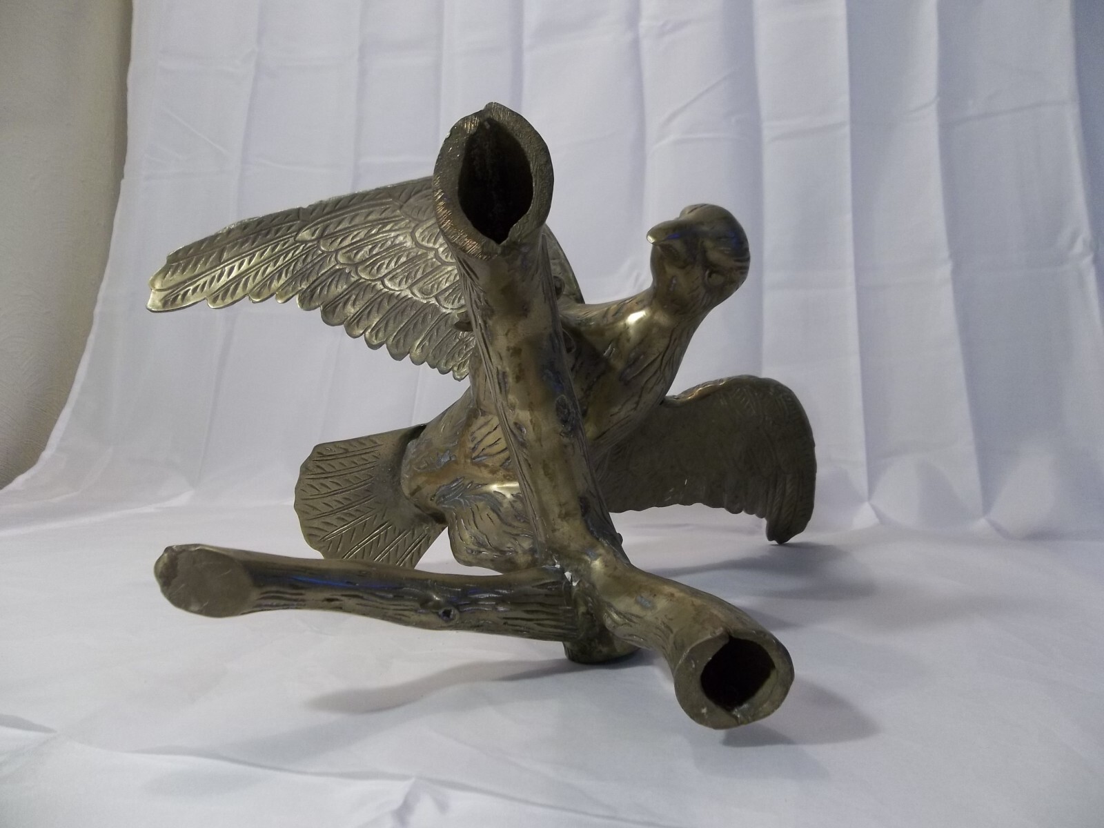 Vtg 22″ Huge Solid Brass Eagle Statue Perched Branch Takeoff 8 lb. High Detail