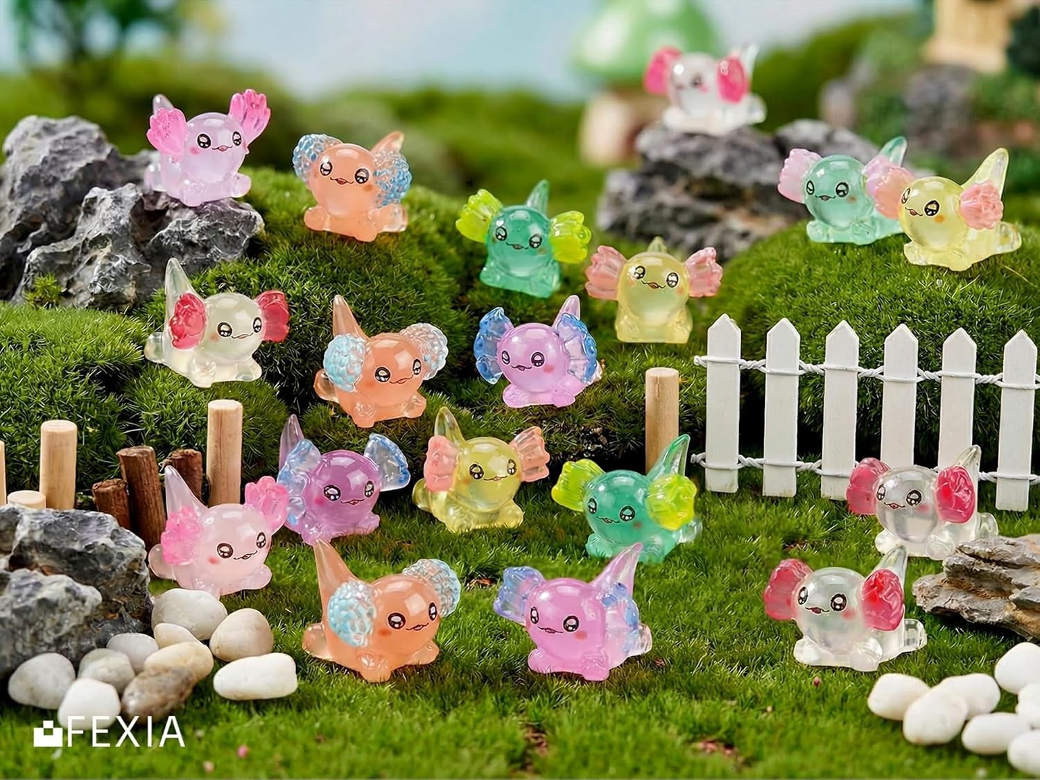 Whimsical 30pcs Mini Resin Axolotls – Luminous DIY Decorations for All Occasions