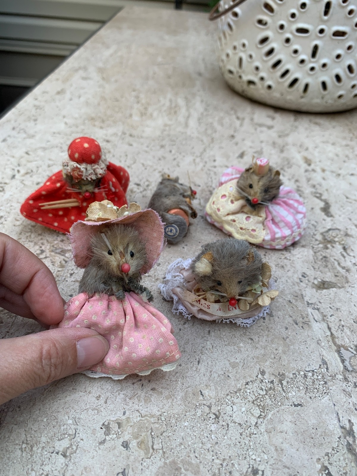 Lot of 5 Vintage Original Fur Mouse handmade mice from Germany Real Fur