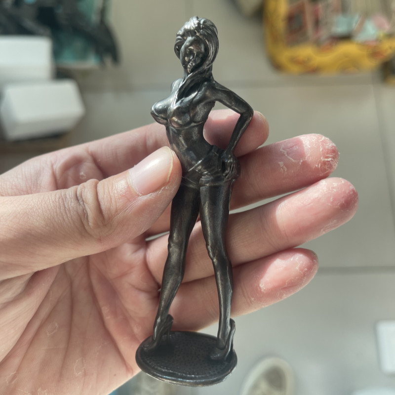 4.1inch Black Solid Brass Beauty Model Sexy Portrait Singer Ornament Model