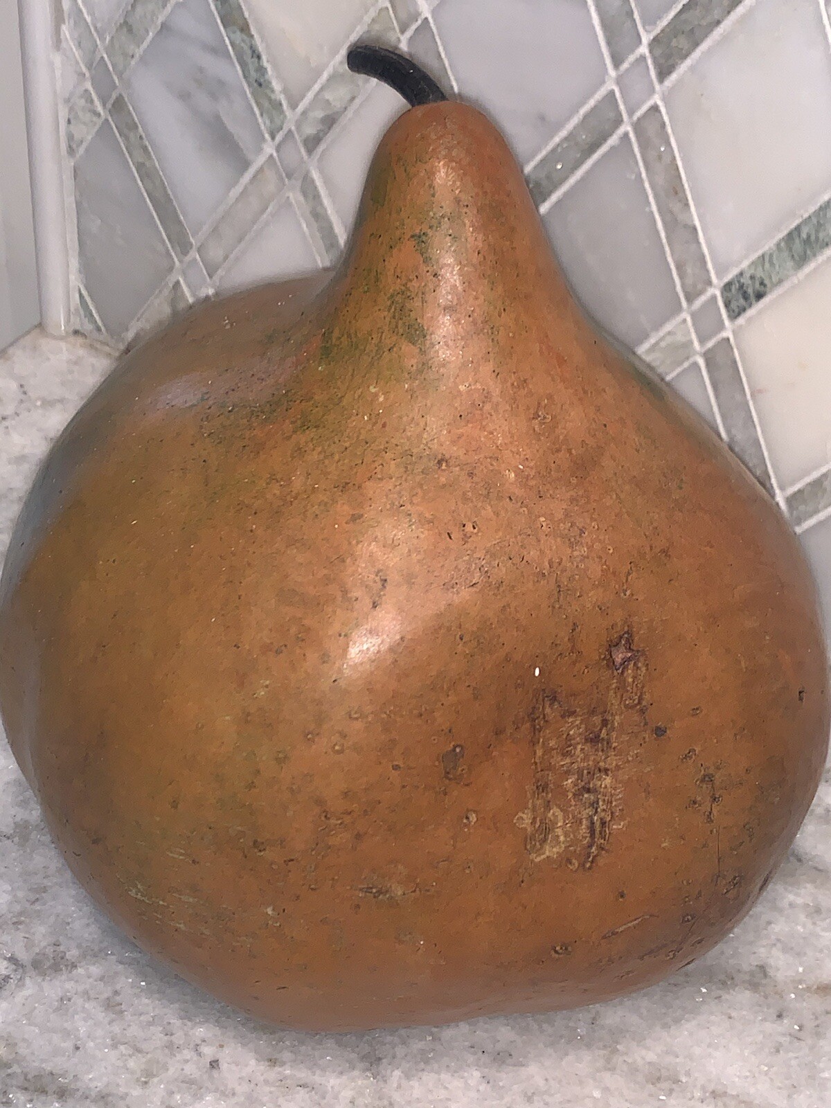 Vintage Colleen Abernathy Handpainted Fat Gourd Pear 8”Diameter 8.5”T