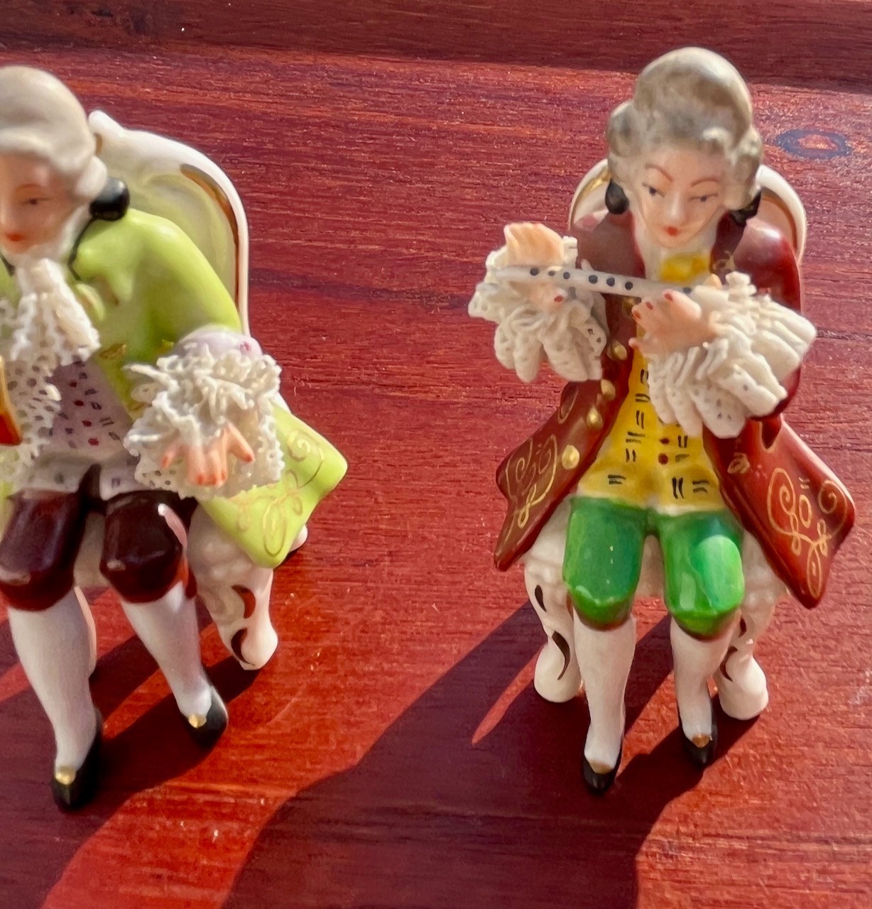 Pair of Antique Rosenthal Porcelain Figurines Seated Men Porcelain Lace Ruffles