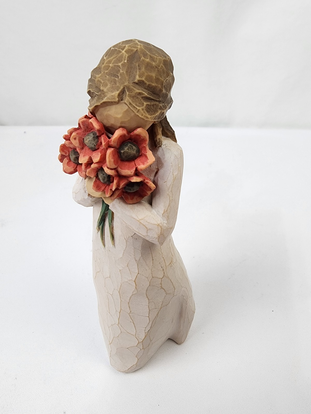 Willow Tree “Surrounded by Love” Girl Holding Red Flowers Small 4.5″ Figurine