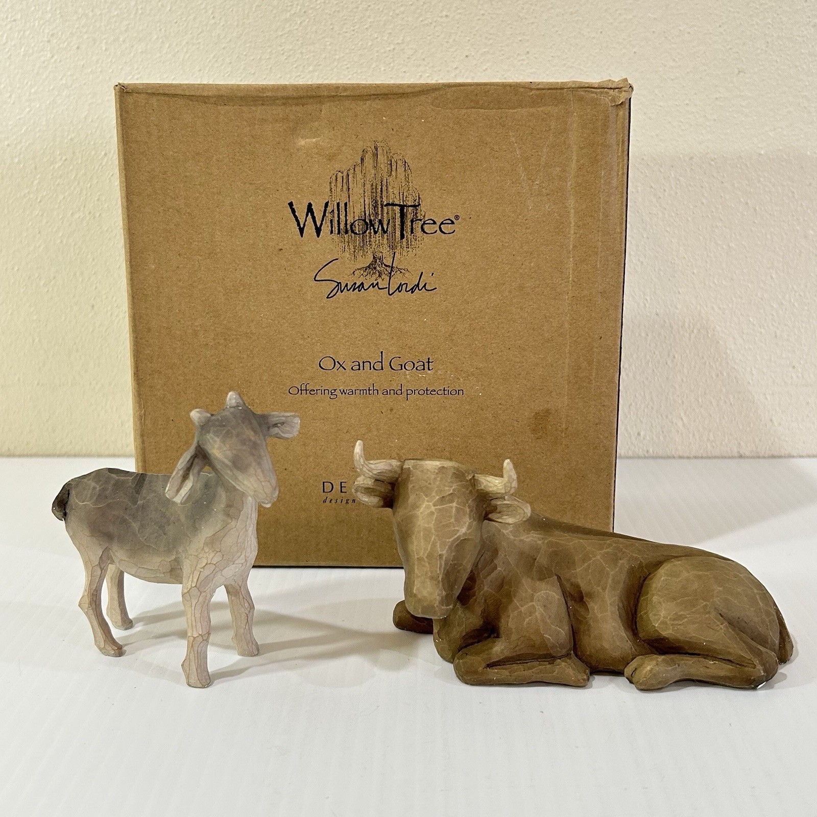 Willow Tree Ox and Goat, Sculpted Hand-Painted Nativity Figures, 2-Piece Set