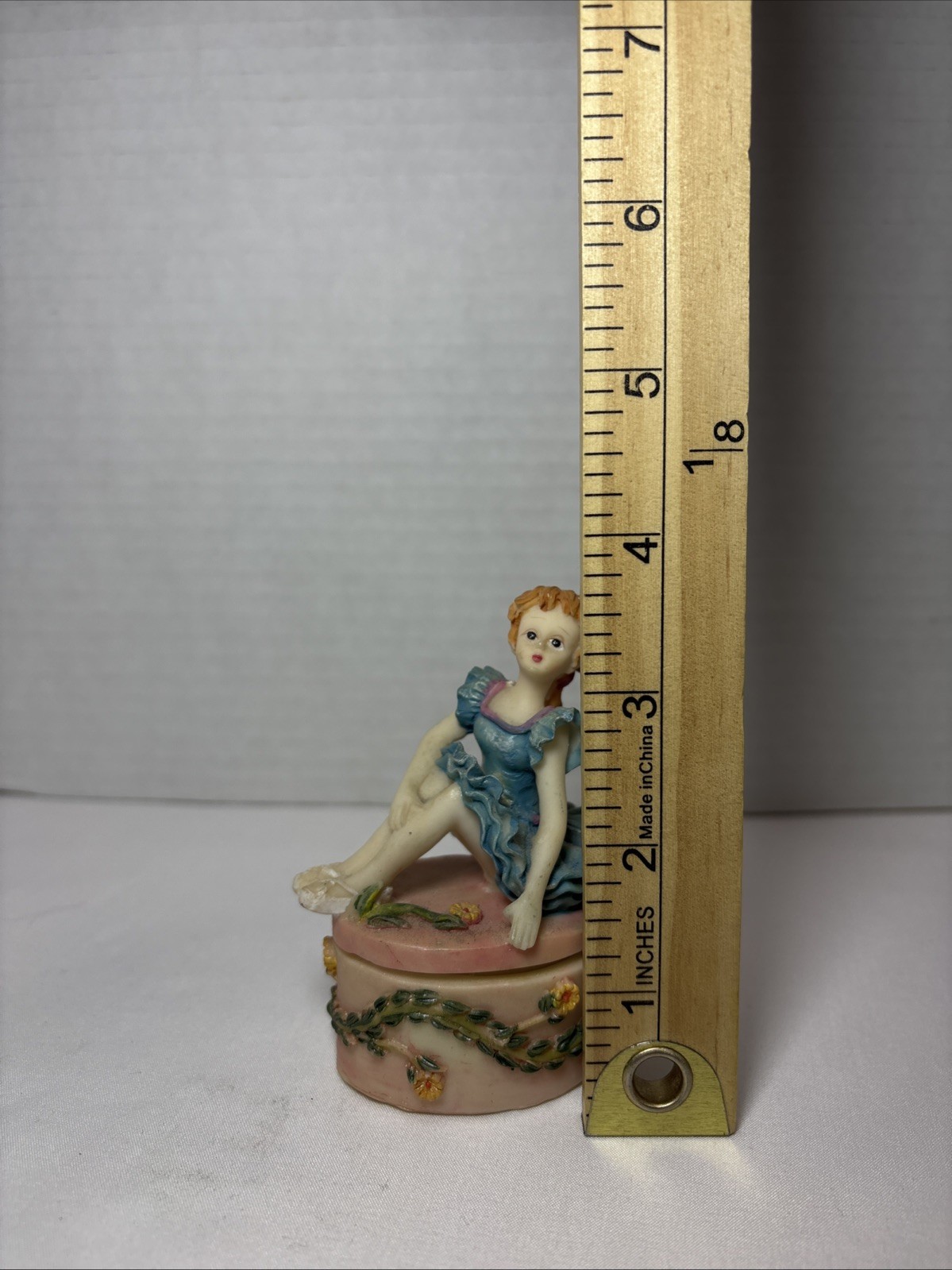 RARE Vintage 80s Little Girl Ballerina Resin Figure Figurine Trinket Box