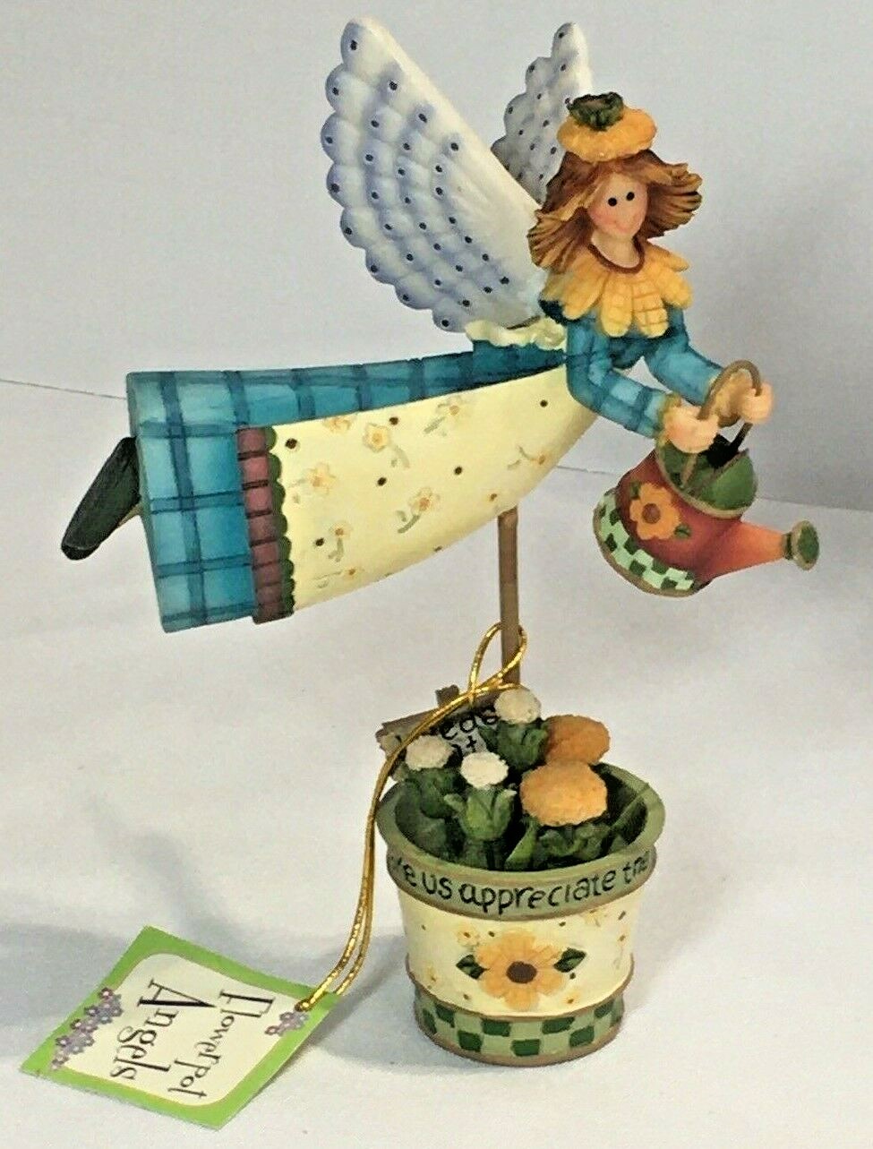 Flower Pot Angel, Roman Inc. About 6 3/4 Inches