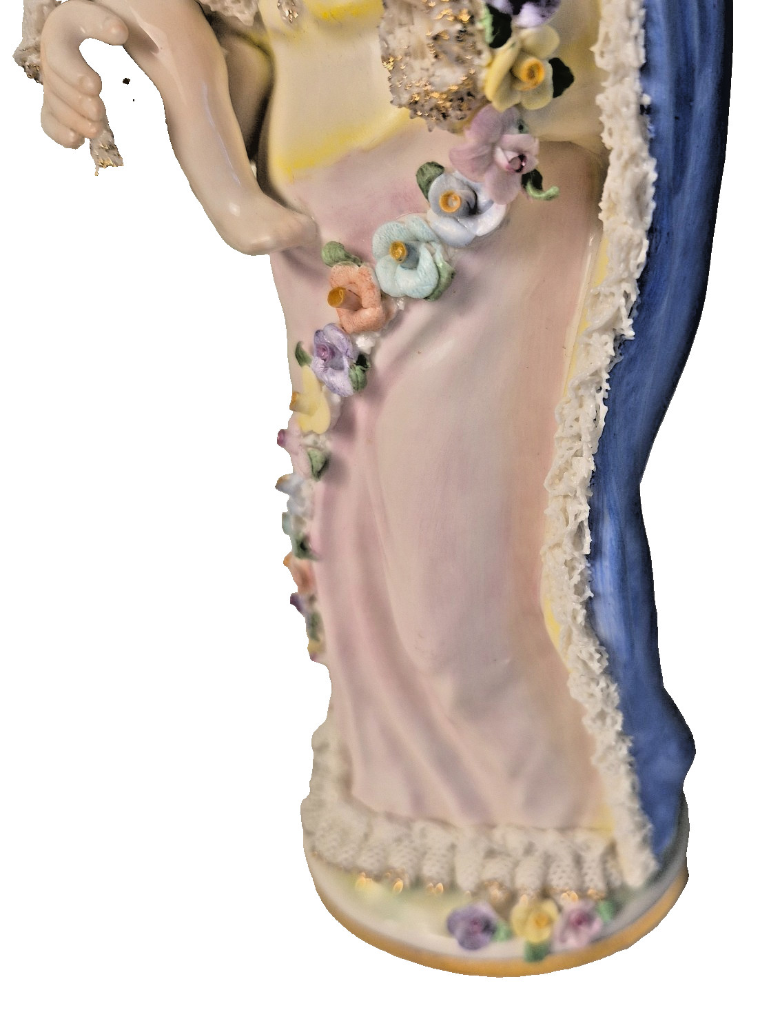 Vtg MZ Irish Dresden Madonna of the Roses Ireland Mary Baby Jesus Figurine