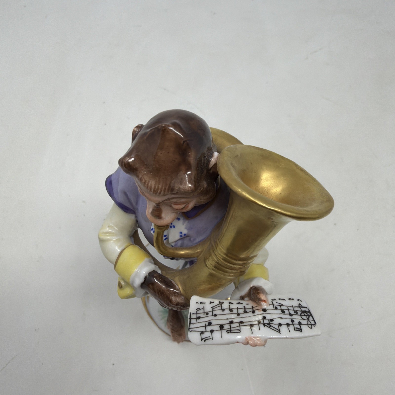Antique Porcelain Monkey Band Double Bass Figure/Andreas Klötzer/Volkstedt/c1900