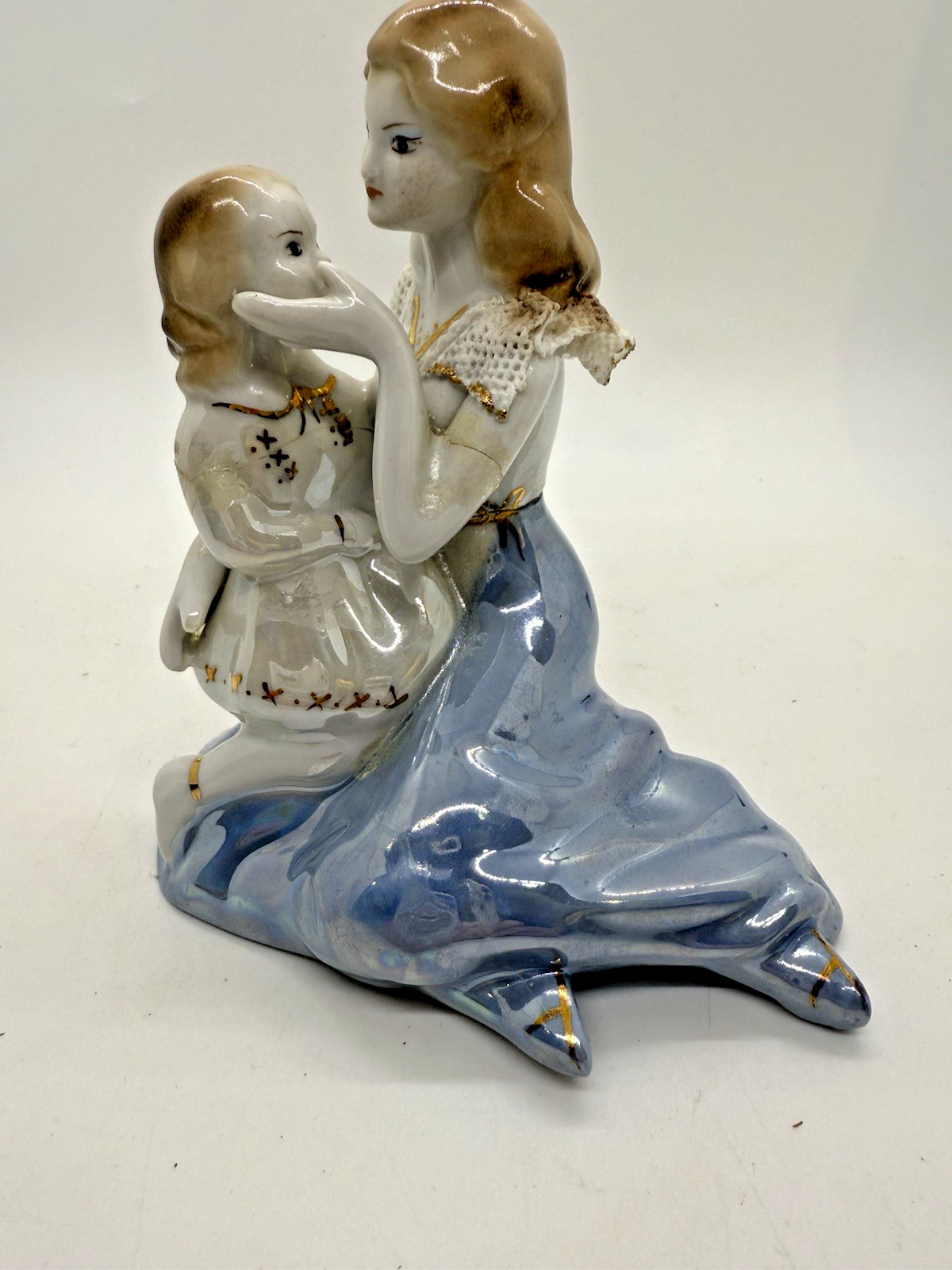 Vintage Porcelain Mother & Child Figurine Stipo Dorohoi Romania Rare Decor