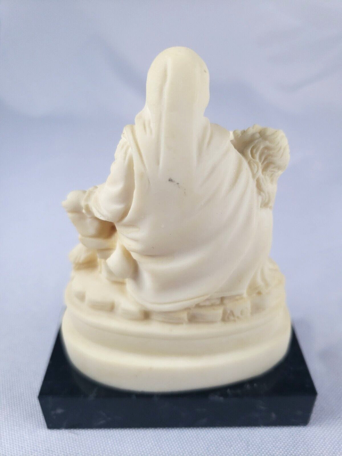 Michelangelo’s Pieta Stone Sculpture On Marble Base Signed