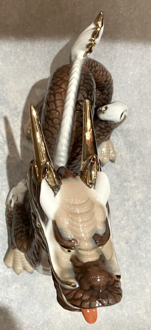 Otagiri Dragon Figurine Brown Gold Porcelain Japan