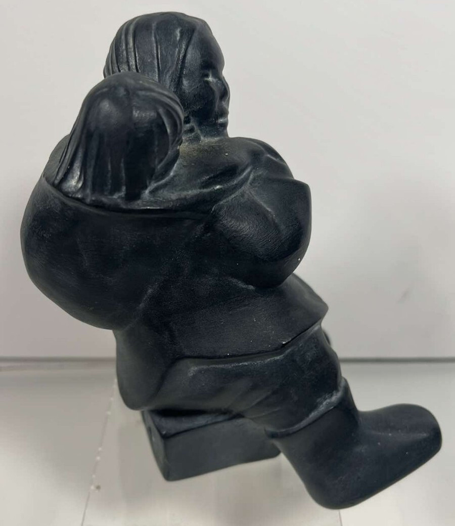 Inuit Figurine Mother Child Sculpture 5.5″ Signed Canada Handmade VTG