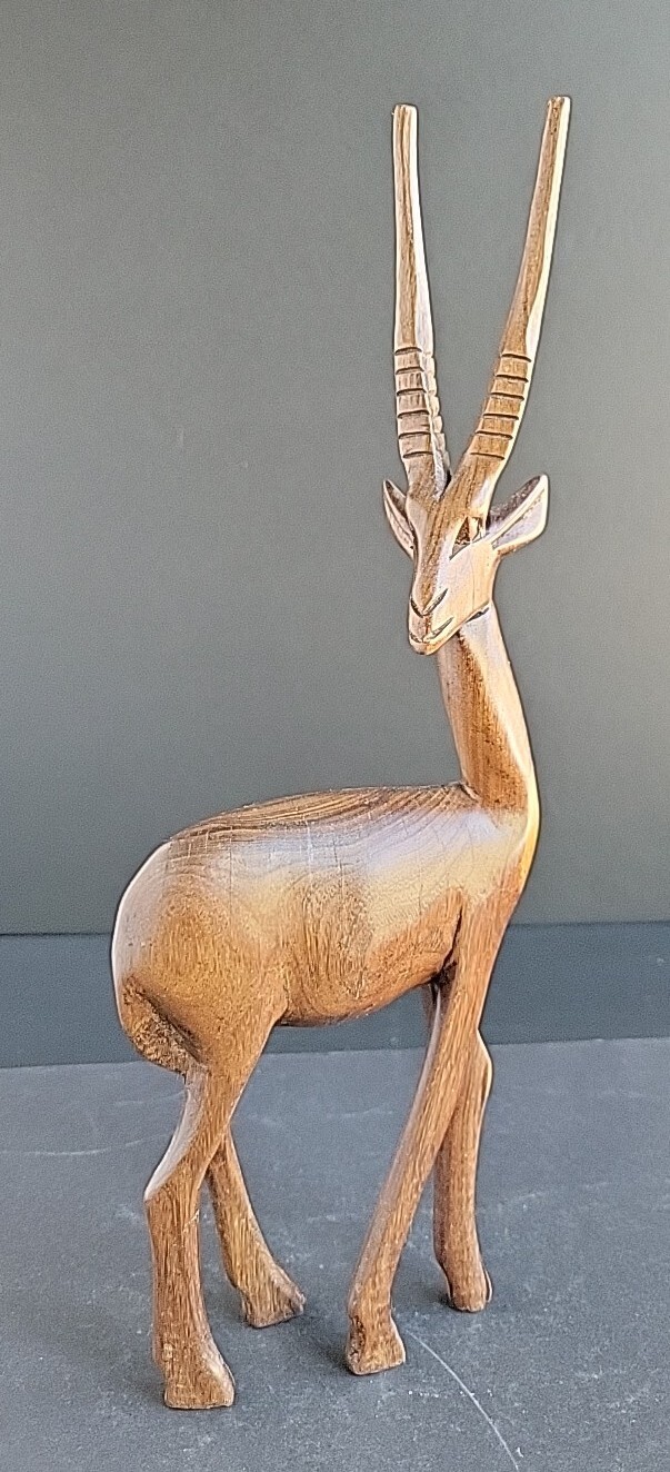 Vintage Hand Carved GAZELLE Figurine Statue Exotic Iron Wood Hardwood