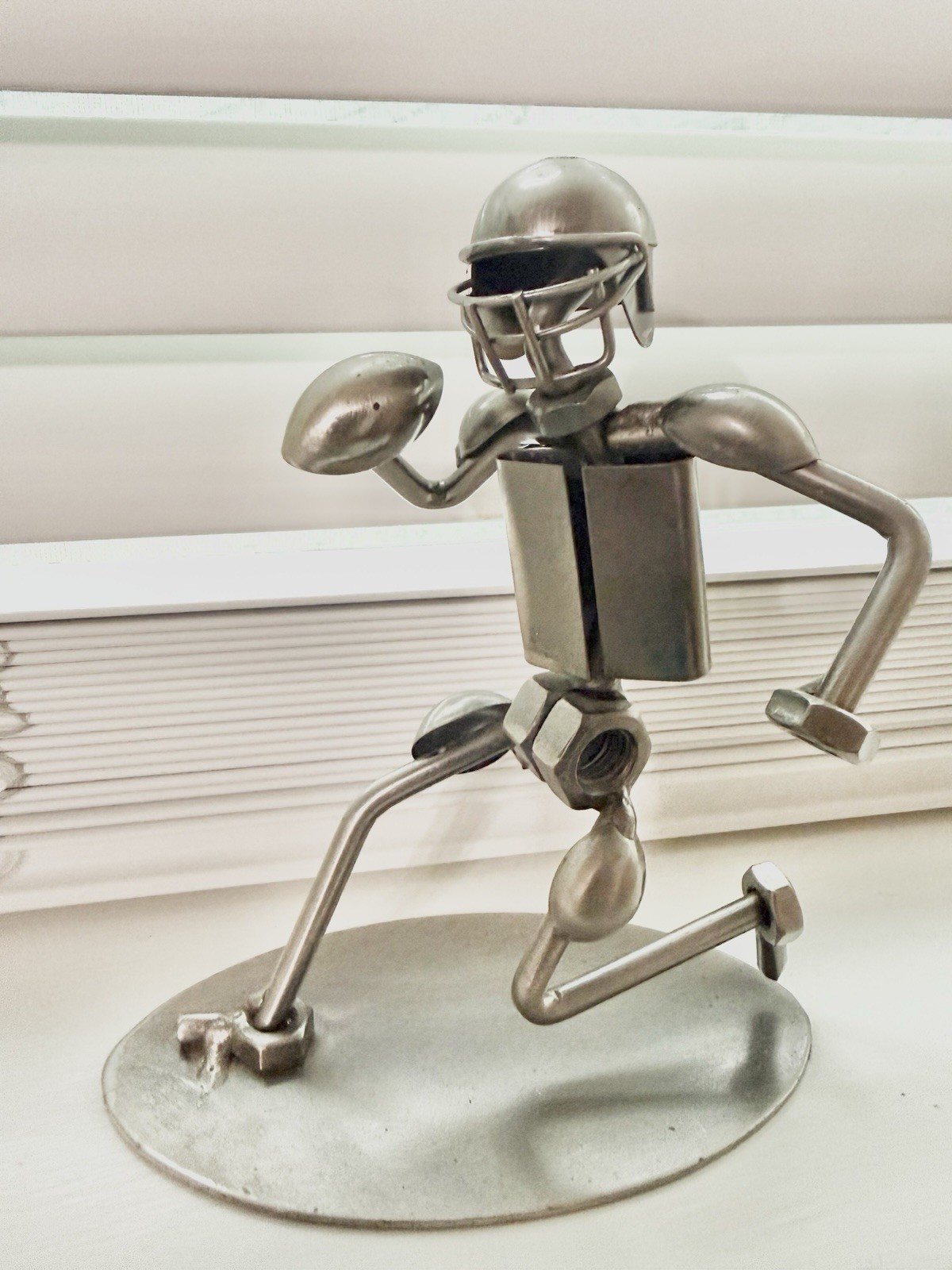 Nuts And Bolts Metal Art Sculpture Figurine Man Football Quarterback Unique Gift