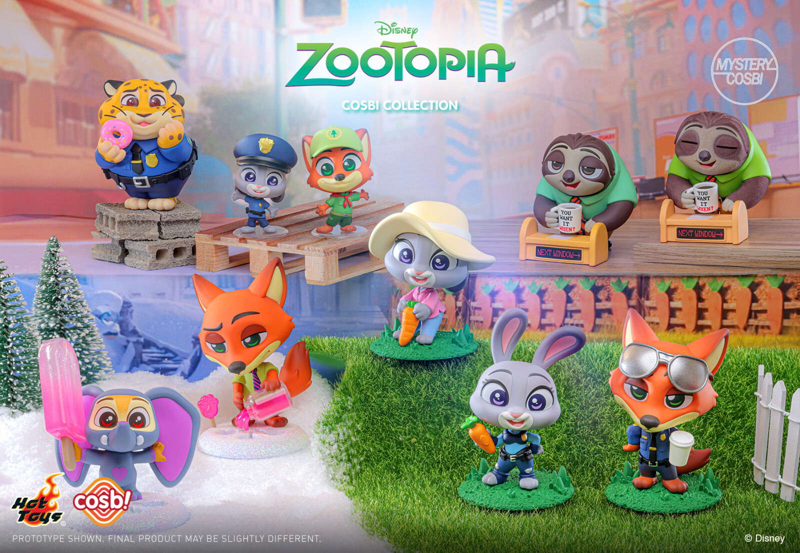 IN STOCK Hot Toys Cosbi CBX238 Zootopia Different Style Set of 8 Pcs Whole Box
