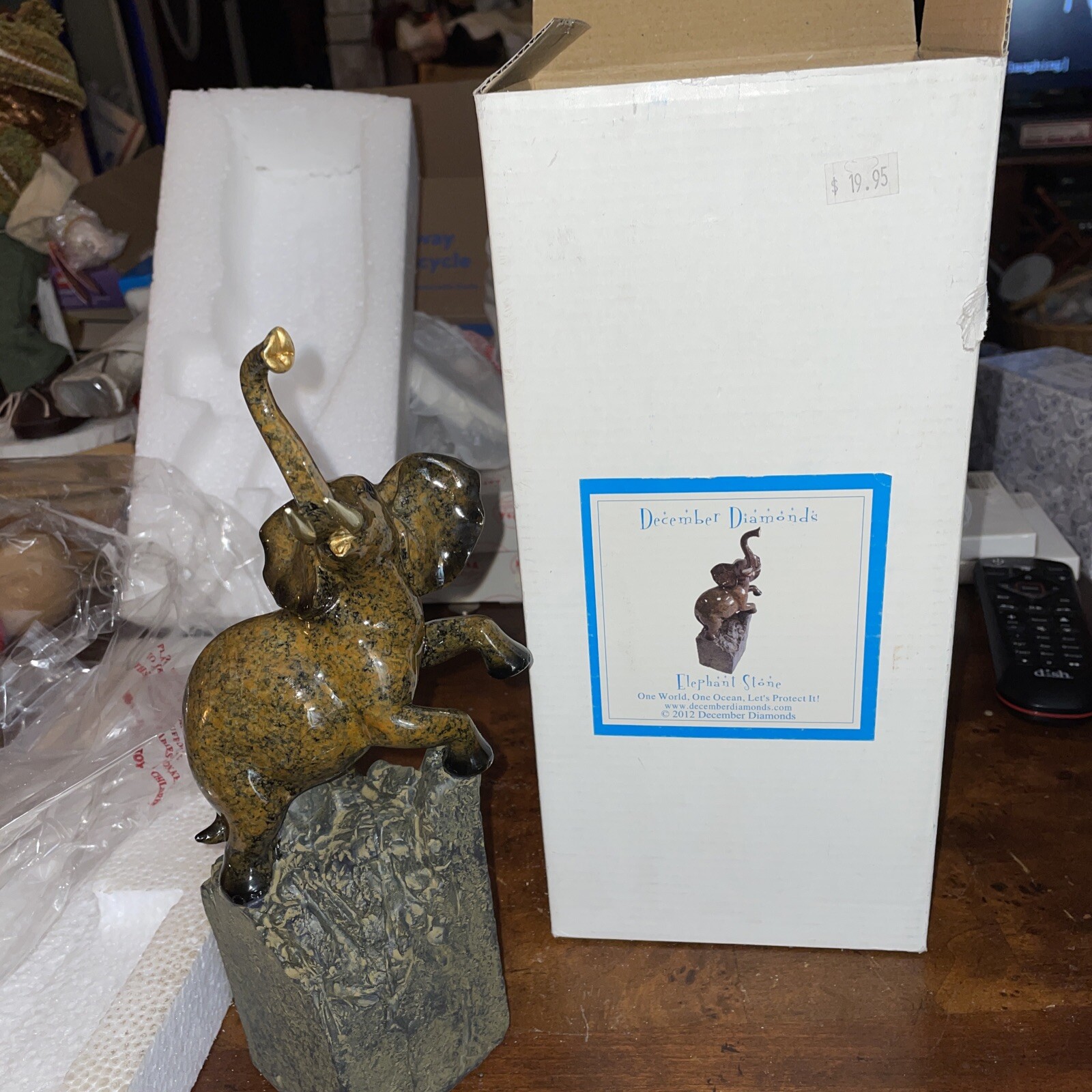 December Diamonds Table Top 10 1/2” Elephant Stone Figure Figurine New In Box