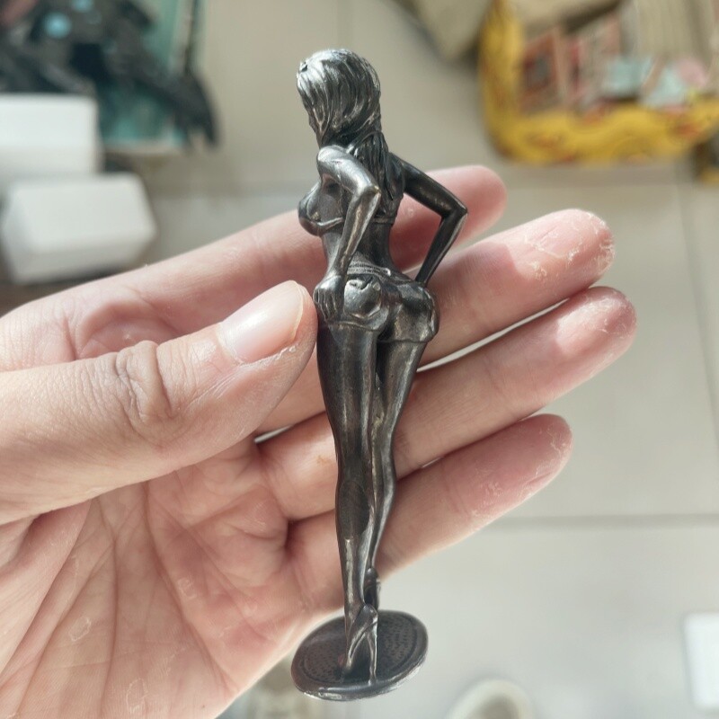 4.1inch Black Solid Brass Beauty Model Sexy Portrait Singer Ornament Model