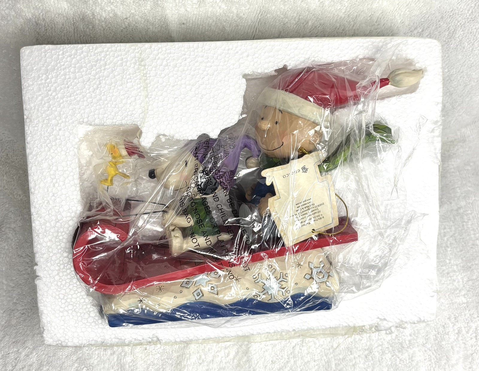 Jim Shore 4052726 “Snow Day!” Charlie Brown, Snoopy & Woodstock On Sled W/Box