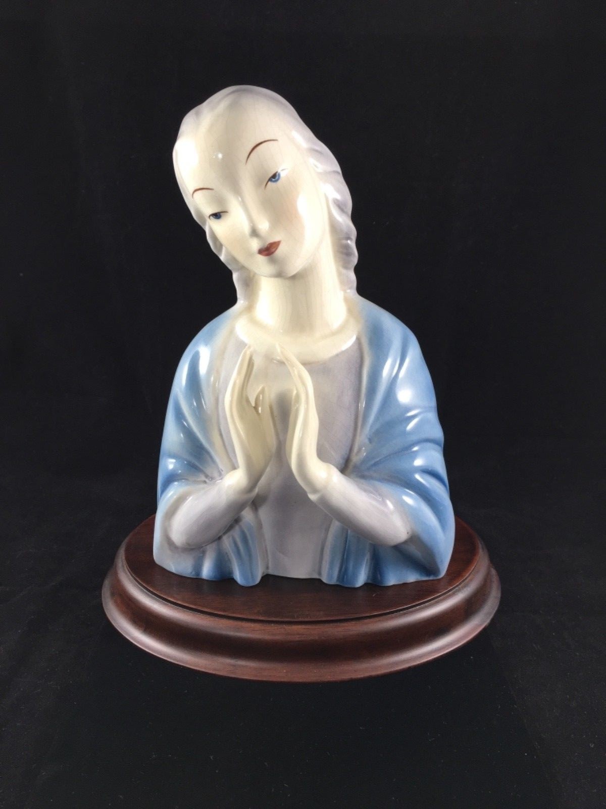 Goldscheider Madonna Virgin Mary Figurine Religious Wood Porcelain Vintage Gift