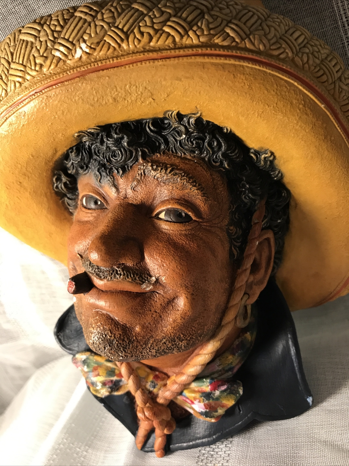 BOSSONS ENGLAND PONCHO World MAN VTG Wall Art Figurine Mexico c1960 Chalk Ware