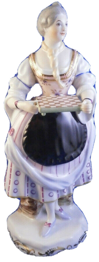 Augarten Wien Porcelain Lady w Chessboard Figurine Figure Porzellan Figur Vienna