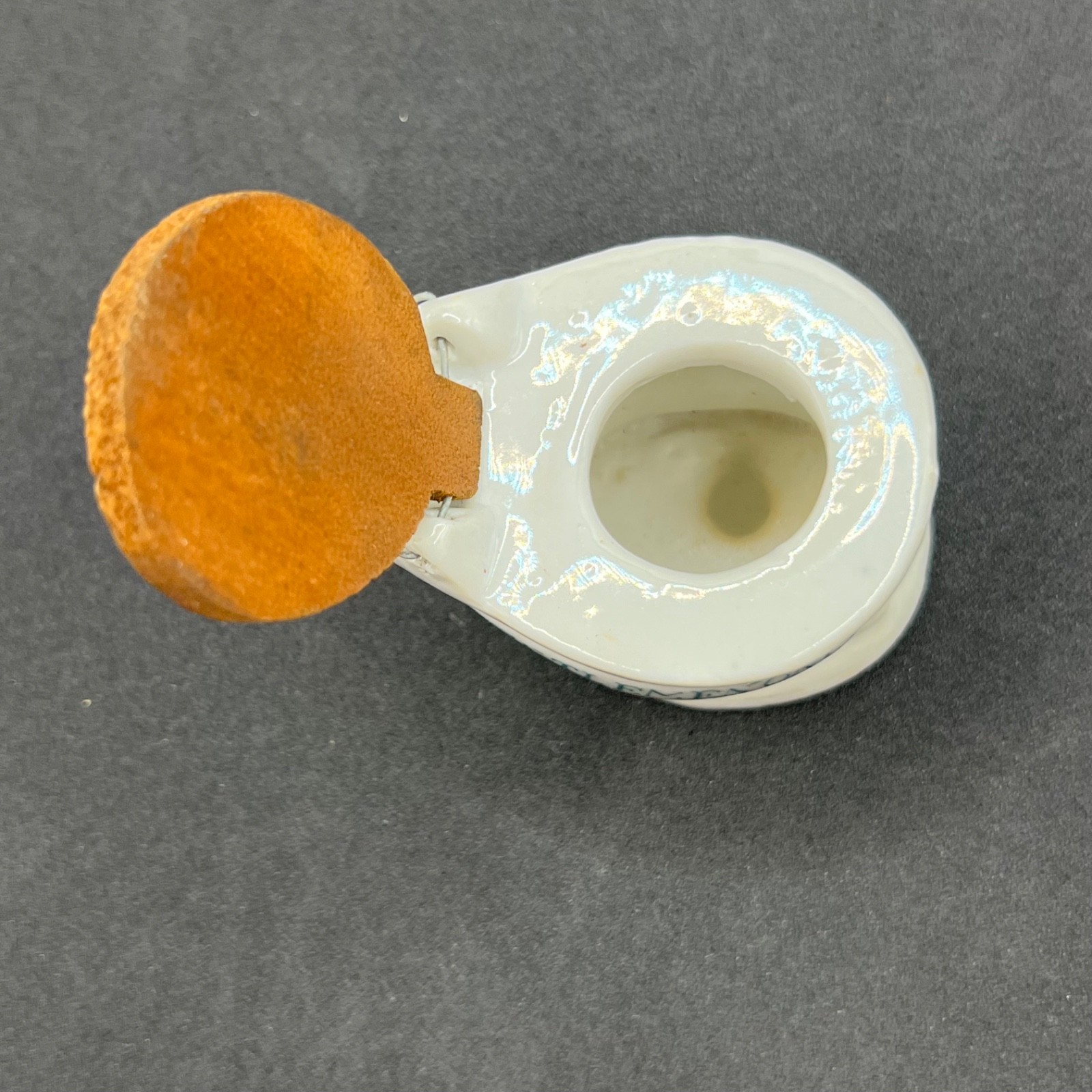Vintage Japan Porcelain For Gentlemen Only Toilet Figurine Wood Lid MCM