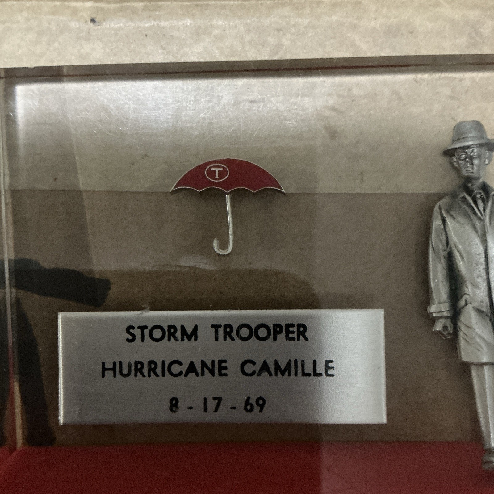 Storm Trooper Hurricane Camille 8-17-69 Boxed Figurine Metal/Plastic Red