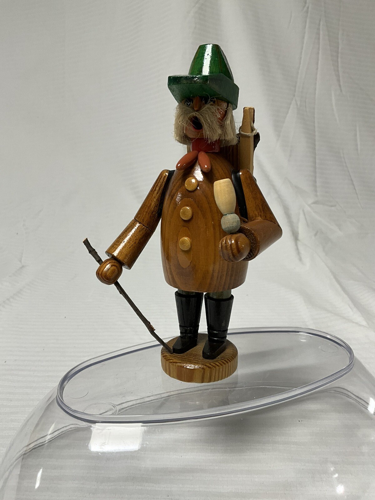 Ore Mountains Figure Collector’s Figurine Smoking Man Hiker 7 5/8in w/Orig Stick