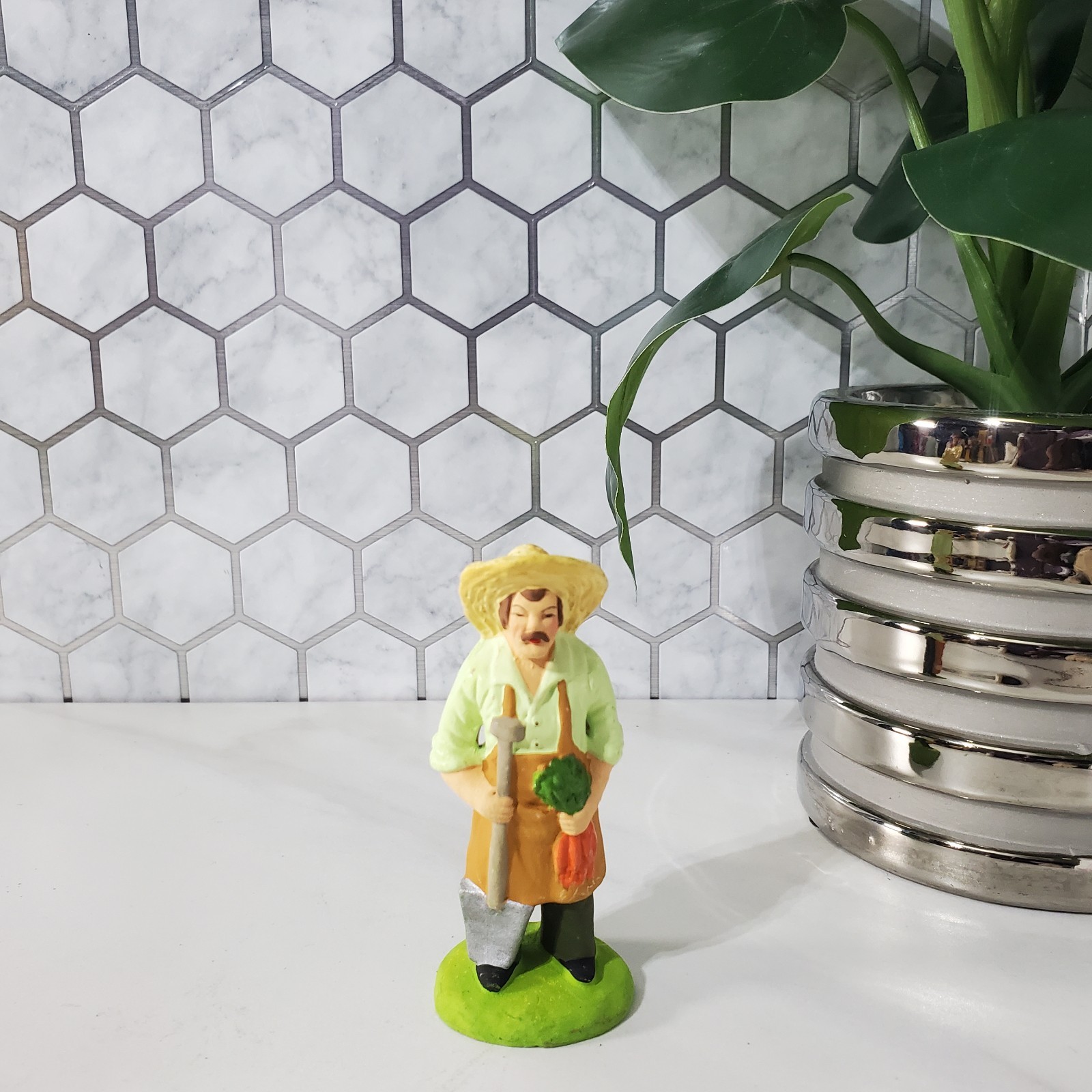 M Carbonel Santon Terracotta Gardener Jardinier Figurine France