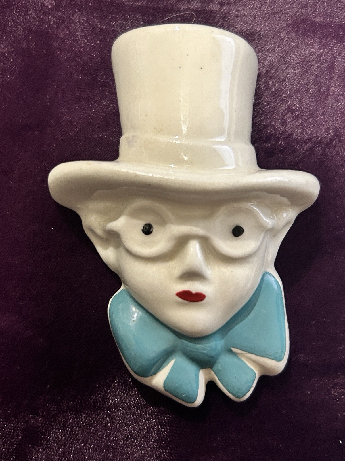 Mid-Century “Dapper Lady” Wall Plaque 3.5″ Petite Maskette Top Hat #73