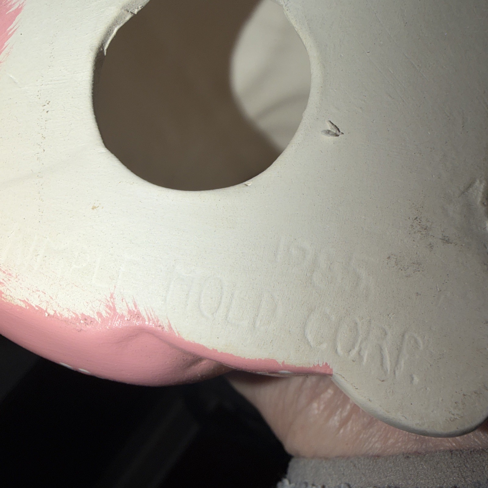 Kimple Mold Ceramic Pink Quilted Handpainted Easter Bunny 9 Inch VTG 1985