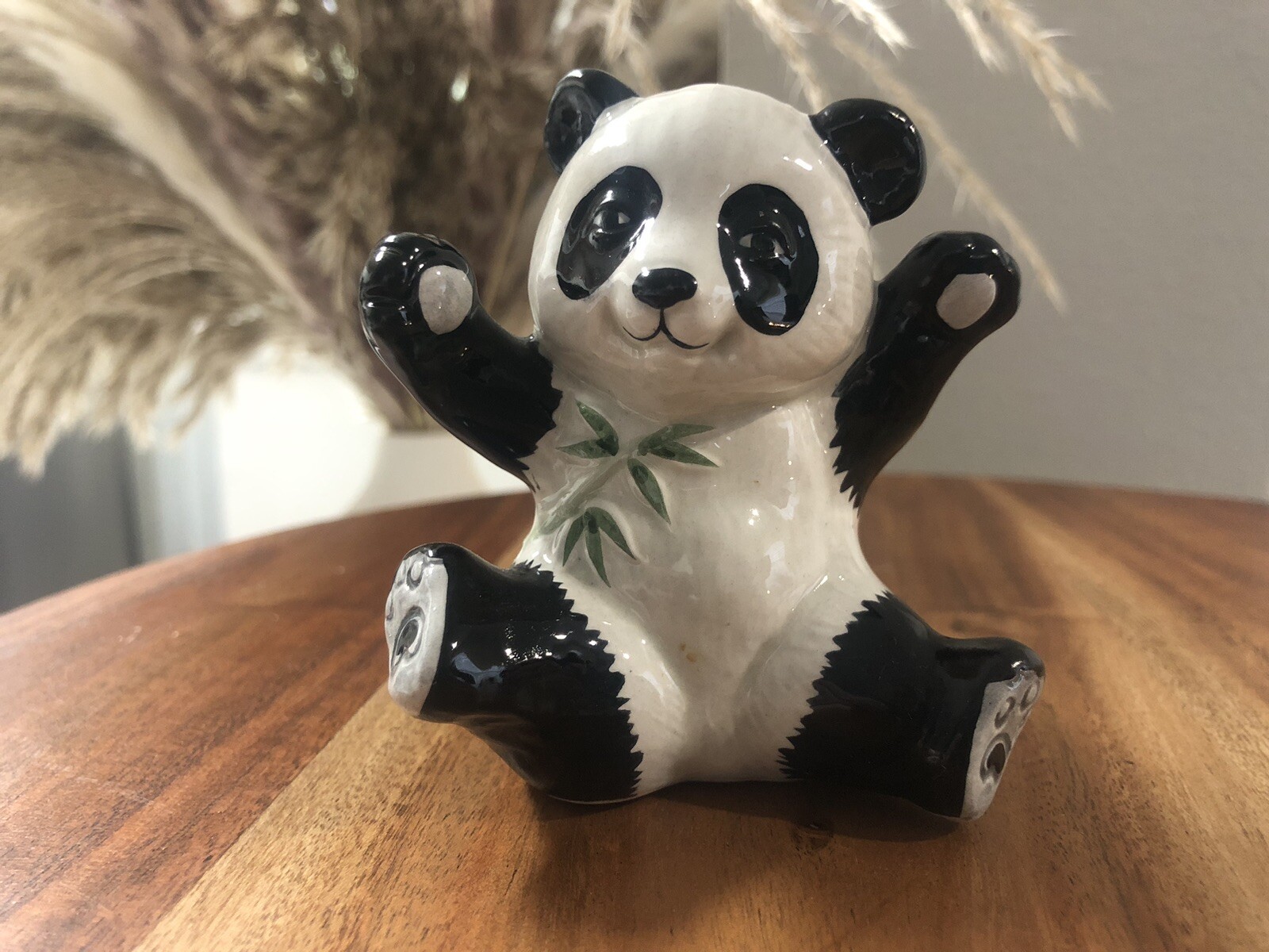 Vintage Panda Ceramic “Playful Panda” With Bamboo Marking
