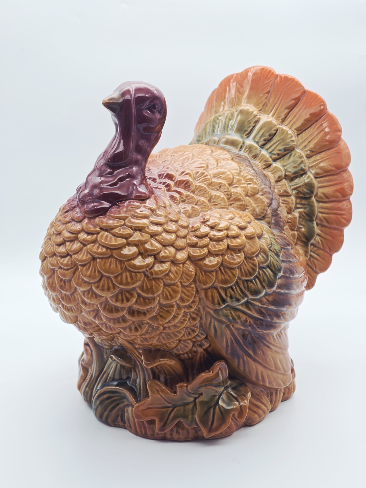 Large Glazed Ceramic Thanksgiving Turkey Centerpiece Colorful HOME ACCENTS.