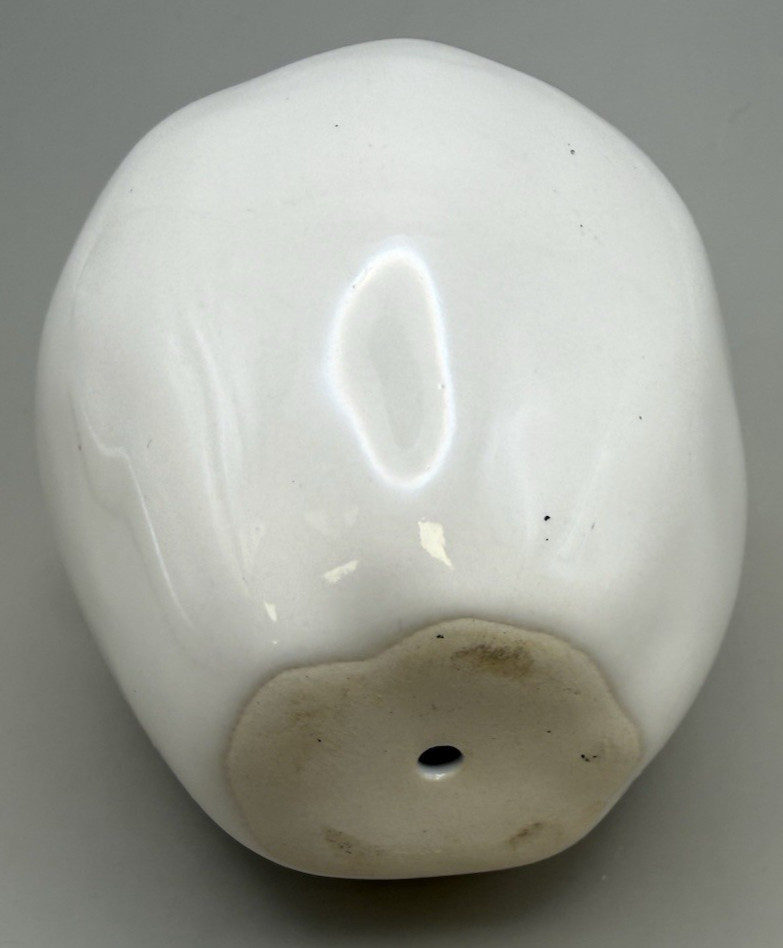 White Ceramic Apple Figurine with Leaf Detail-5″ Decorative Home Accent