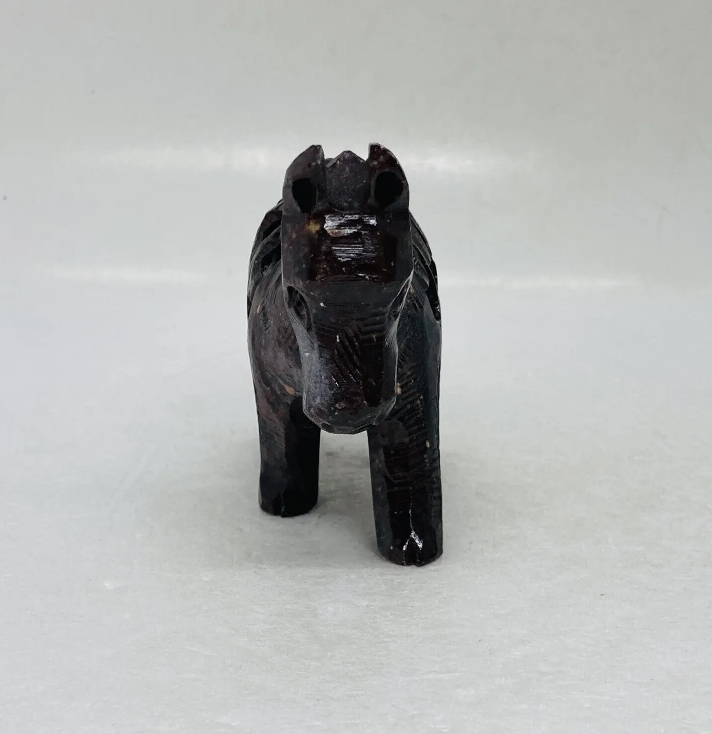Vintage Stone Carved Horse Figurine Hollow Baby Horse Inside Body Art Decor 6
