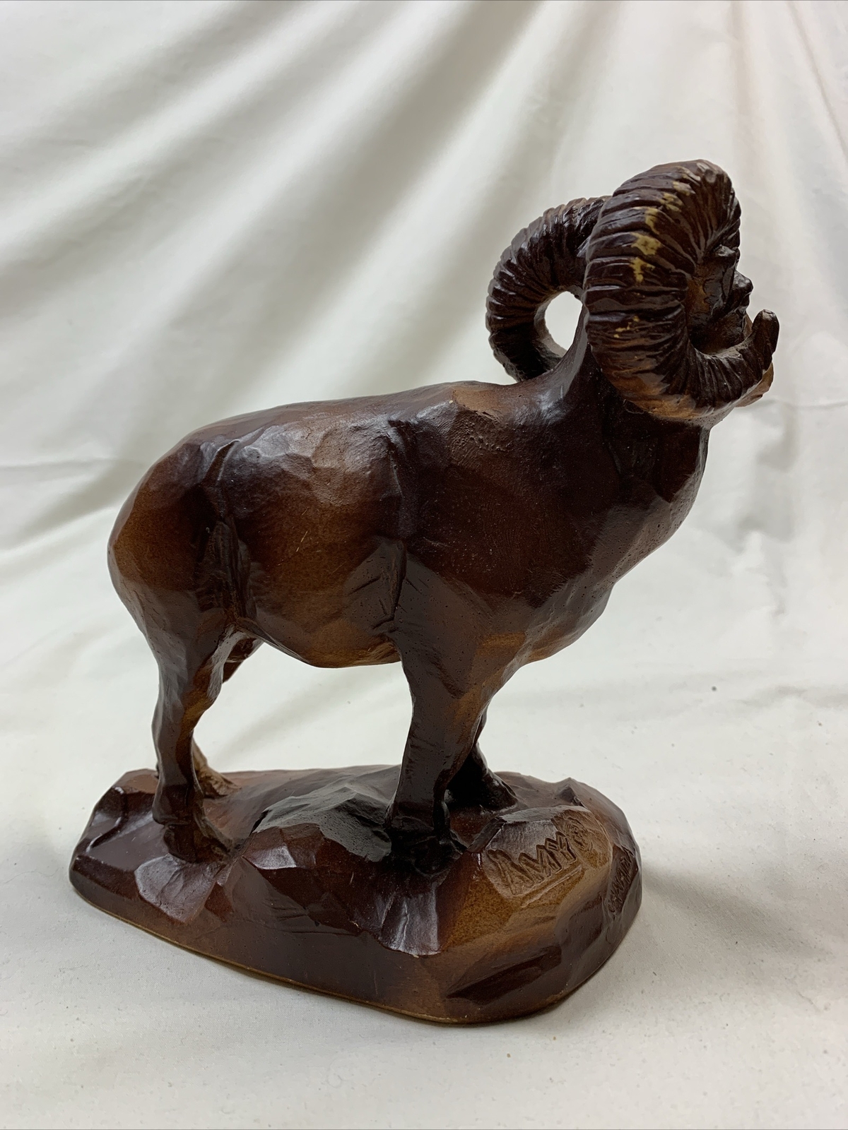 Vintage Amy Artcrafts Resin Sculpture Big Horn Ram Made in Calgary B.C. Canada