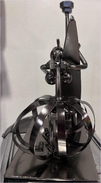 Handcrafted Metal Musician with Harp Figurine