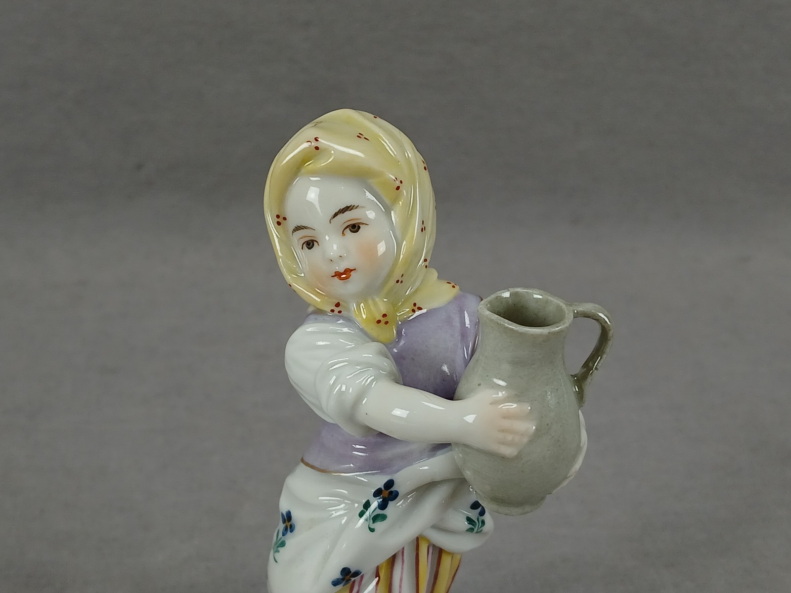 Early 20th Century Hochst Style Hand Painted Girl Carrying Jug Figurine
