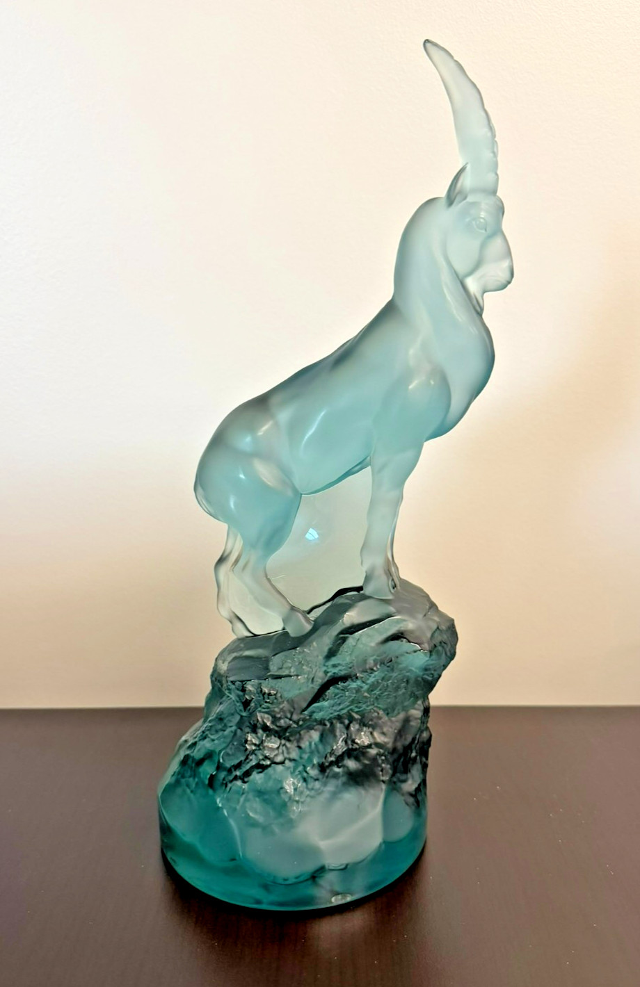 NIB Lalique (France) “IBEX” Persepolis Blue Frosted/Clear Sculpture #10829400
