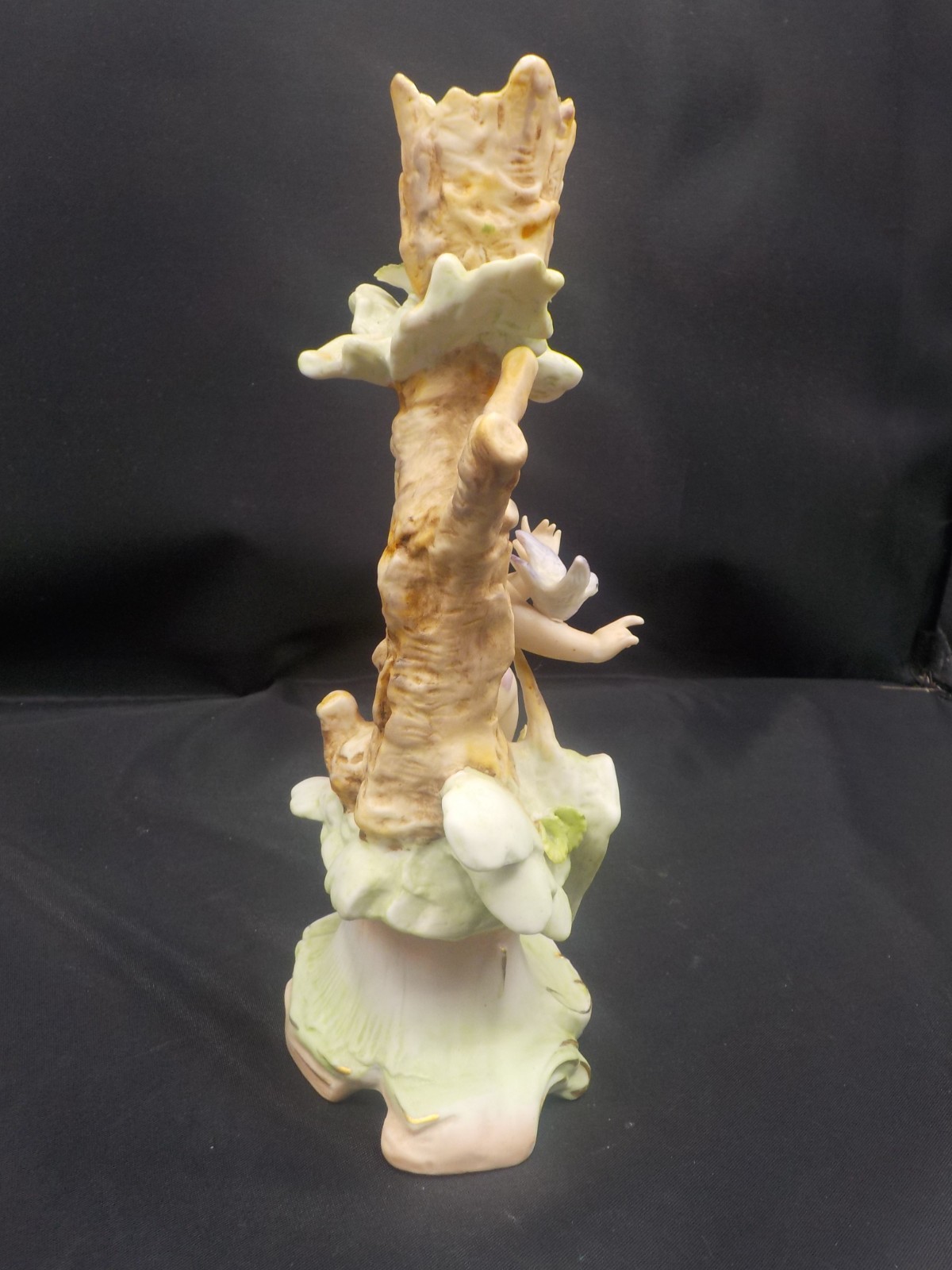 Pair of Bisque porcelain 8″ Candle holders w cherubs birds Japan ARNARK Damage