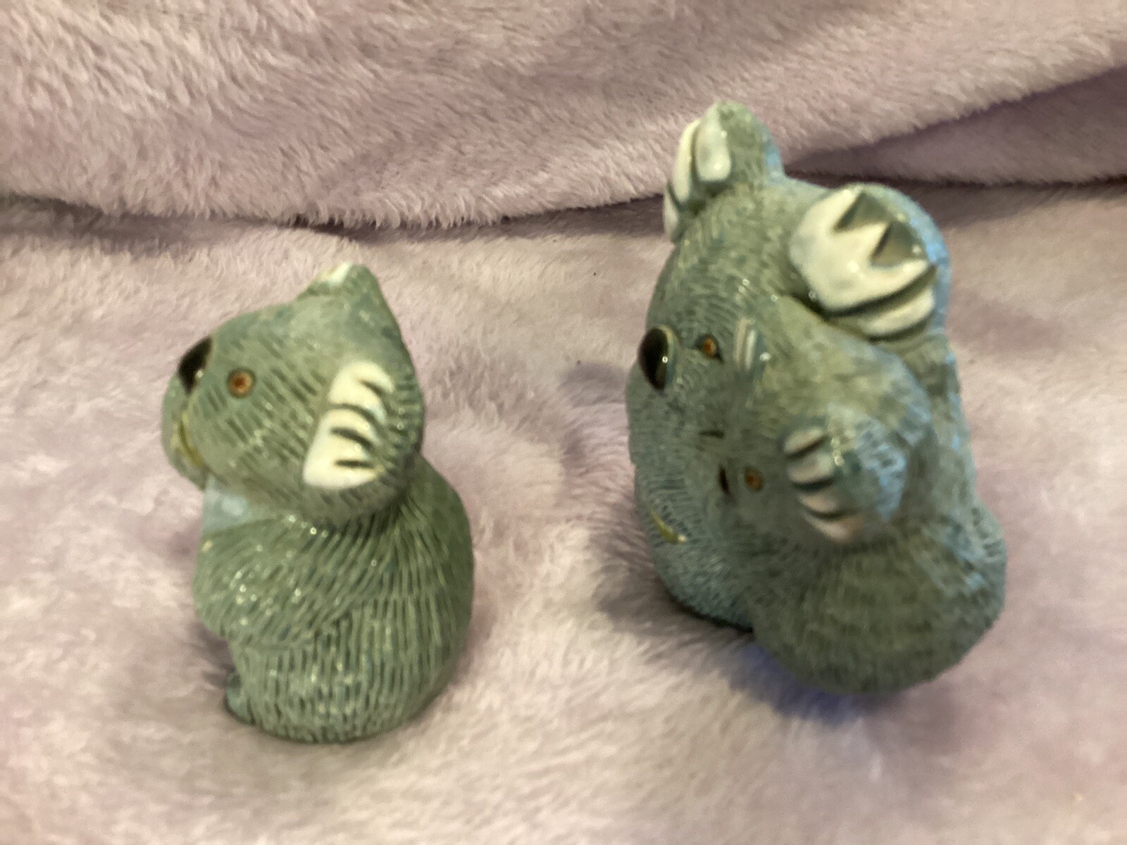 Artesania Rinconada “ Koala Bears”, Set Of 3, Bluish Gray, White Ears
