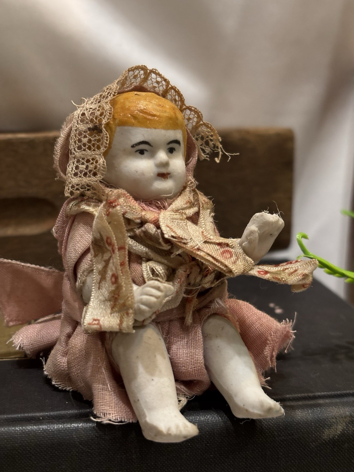 Vintage Sitting Bisque Figurine 1930’s Yellow Hair