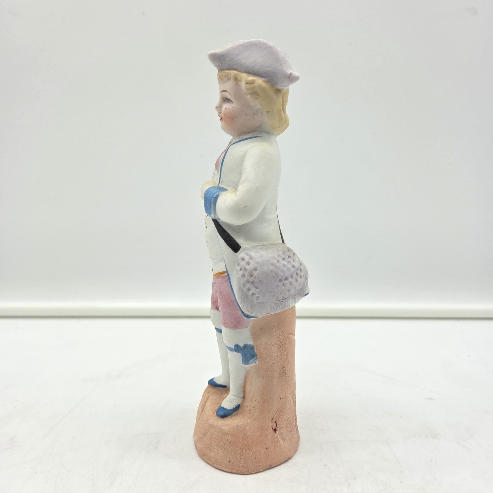 8.5″ Vintage c.1940s–1950s Hand Painted Ceramic Bisque Boy Figurine No. 5879