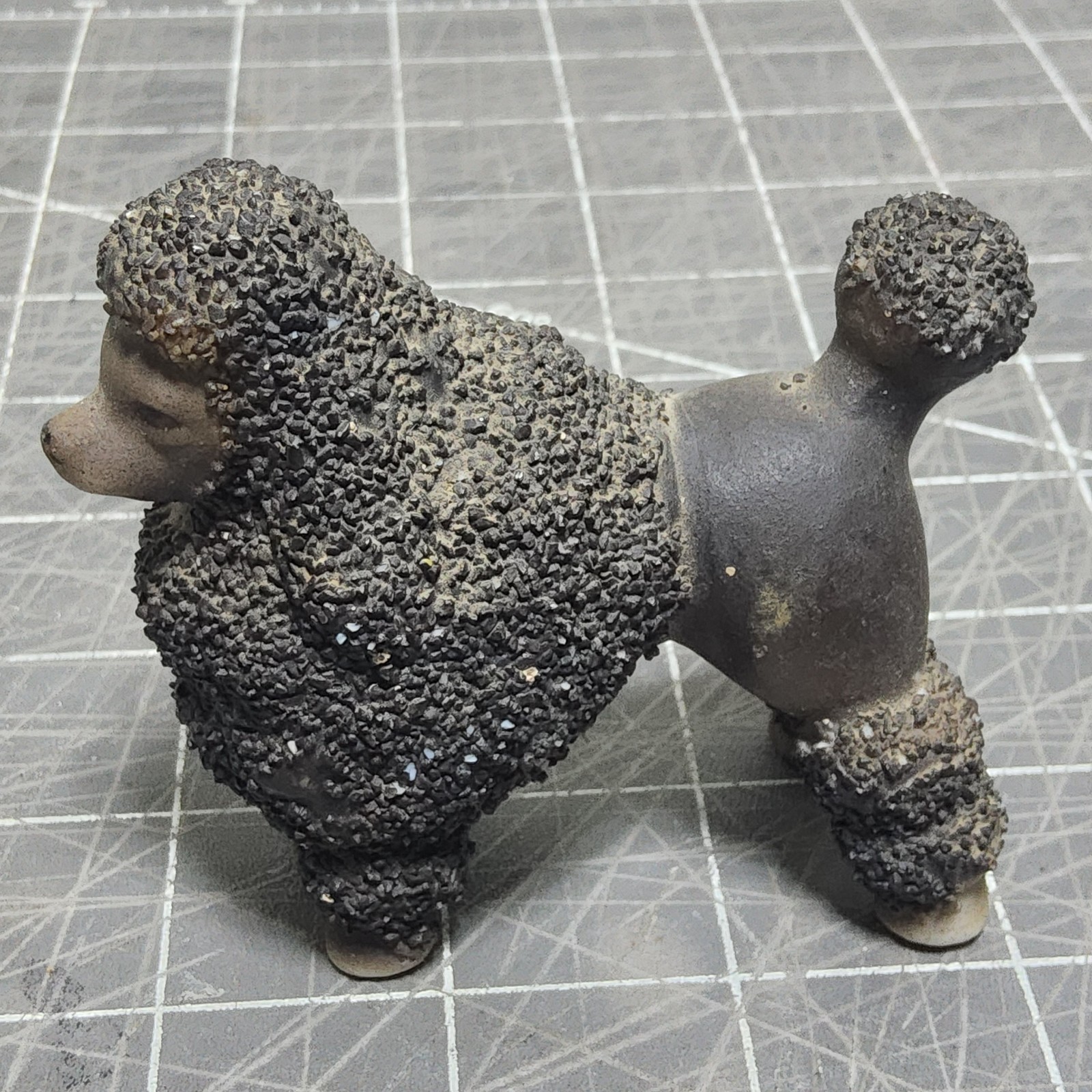 Vintage 50s 3x3x2 porcelain spaghetti poodle figure japan bronze midmod decor