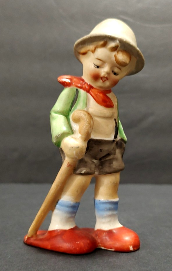 Vtg Pair of Porcelain Boy Girl Figurines Giordano Italy and Occupied Japan 4.50″