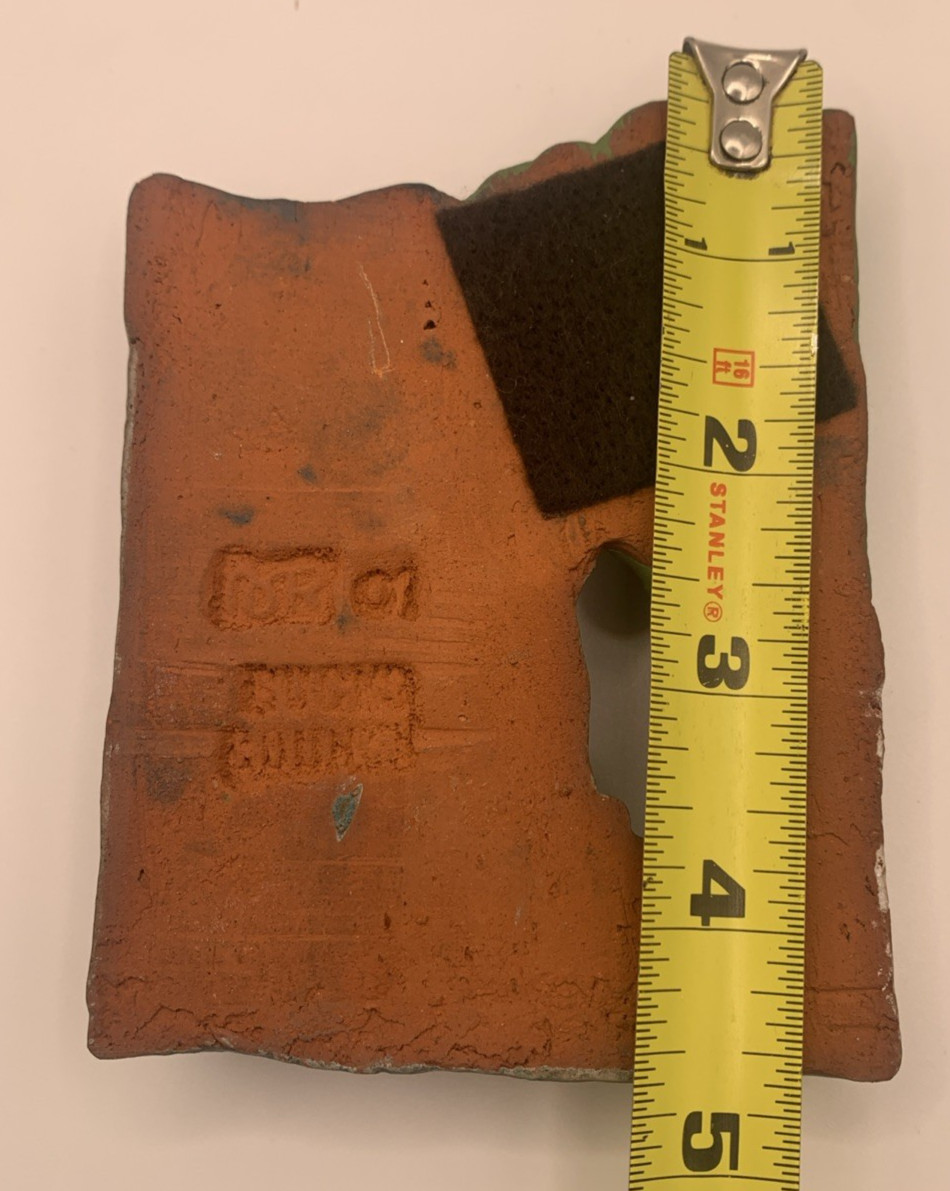 4.5″+Terracotta Glazed House & Tree Signed Busk County Brown Stone Building 3D
