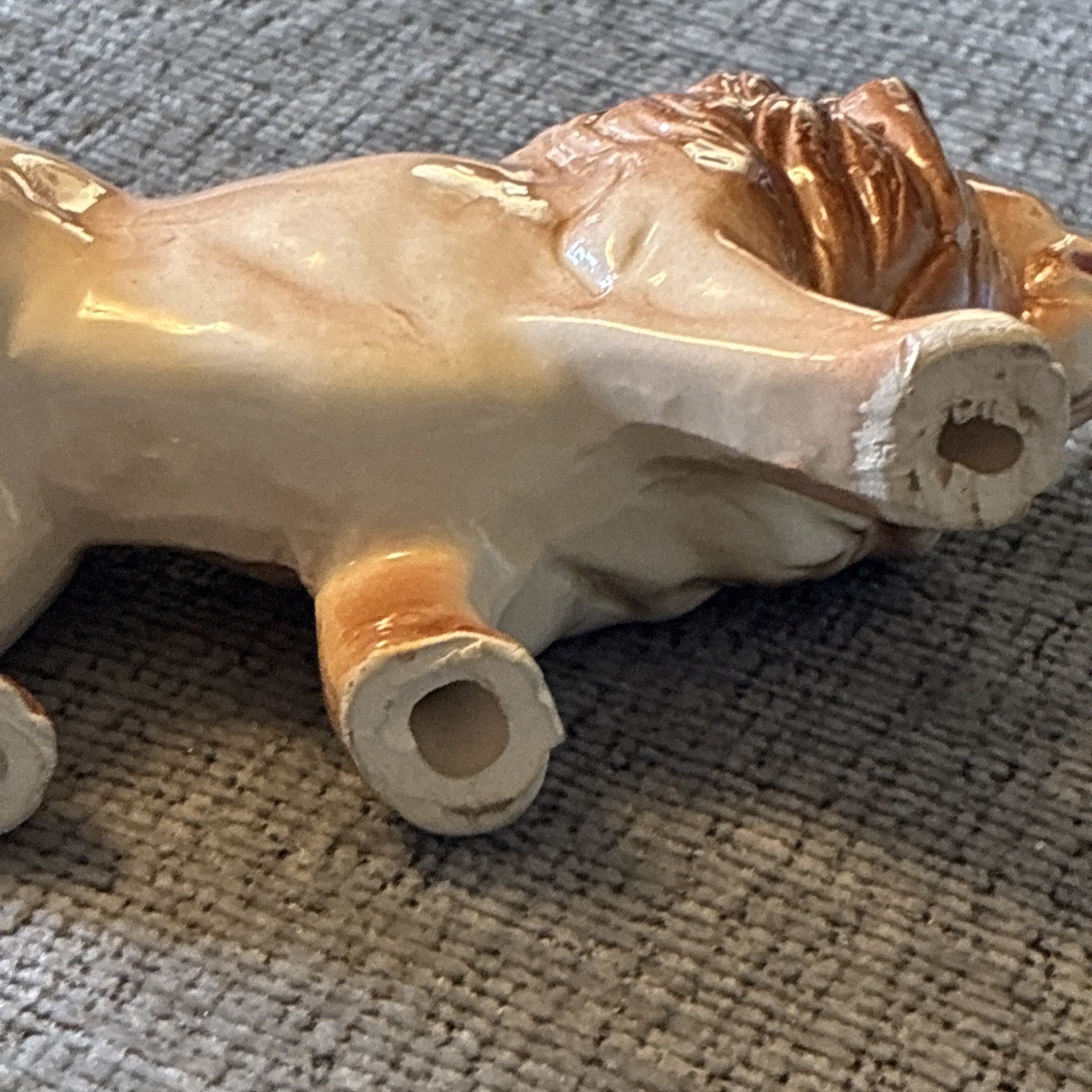 Vintage Ceramic Lusterware Lion Handcrafted In Brazil