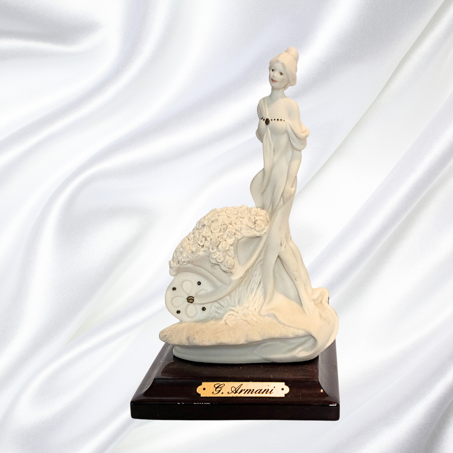 G. Armani Girl with Flower Cart Figurine – Signed – Vintage Porcelain –